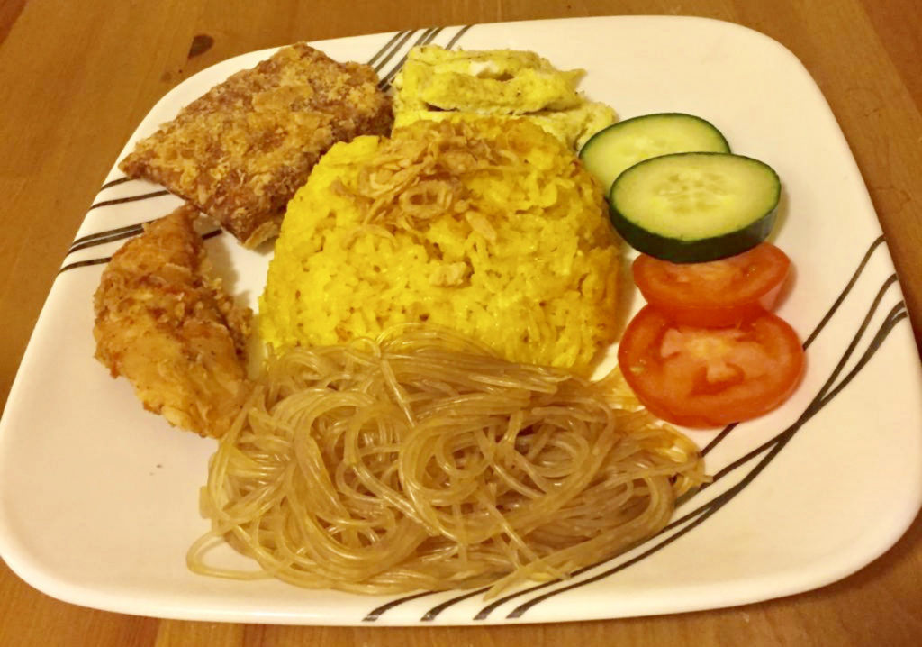  Nasi Kuning Ayam  Goreng Tempe Indonesian Yellow Rice with 